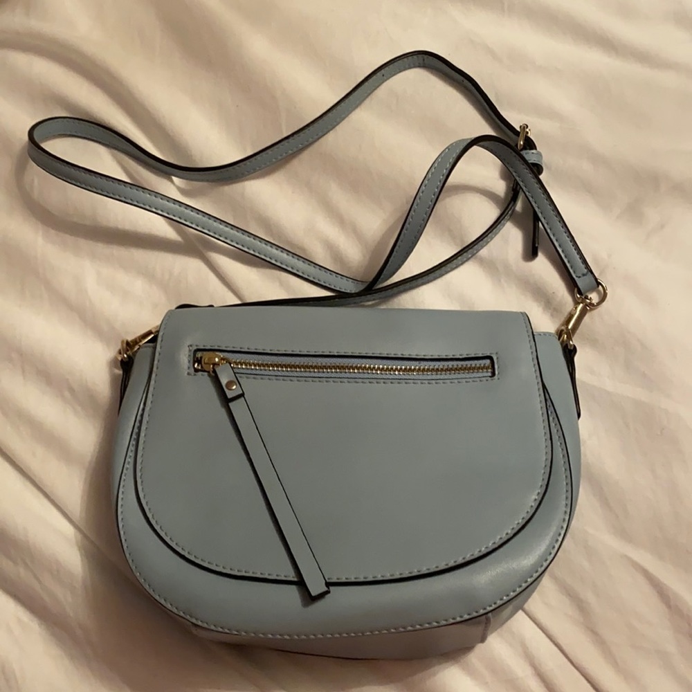 Baby Blue Cross Body Bag. Genuine Leather.
